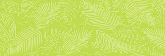 Fierce Monkey Tribe jungle pattern background. Light green palm fronds over darker green background.