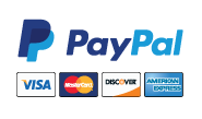 PayPal logo and images of the four major credit cards.