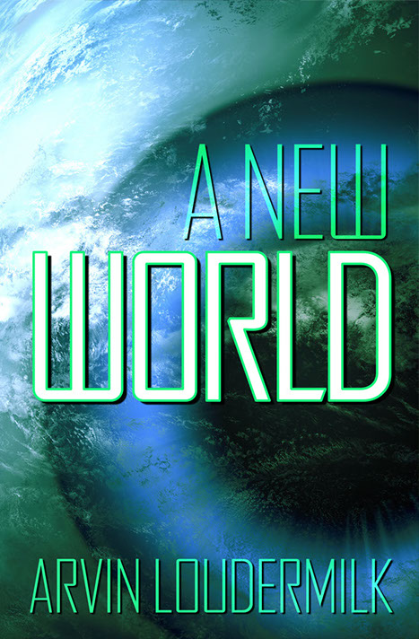 Book cover of "A New World". Bright green background with graphic portrait of handsome man's face, smiling